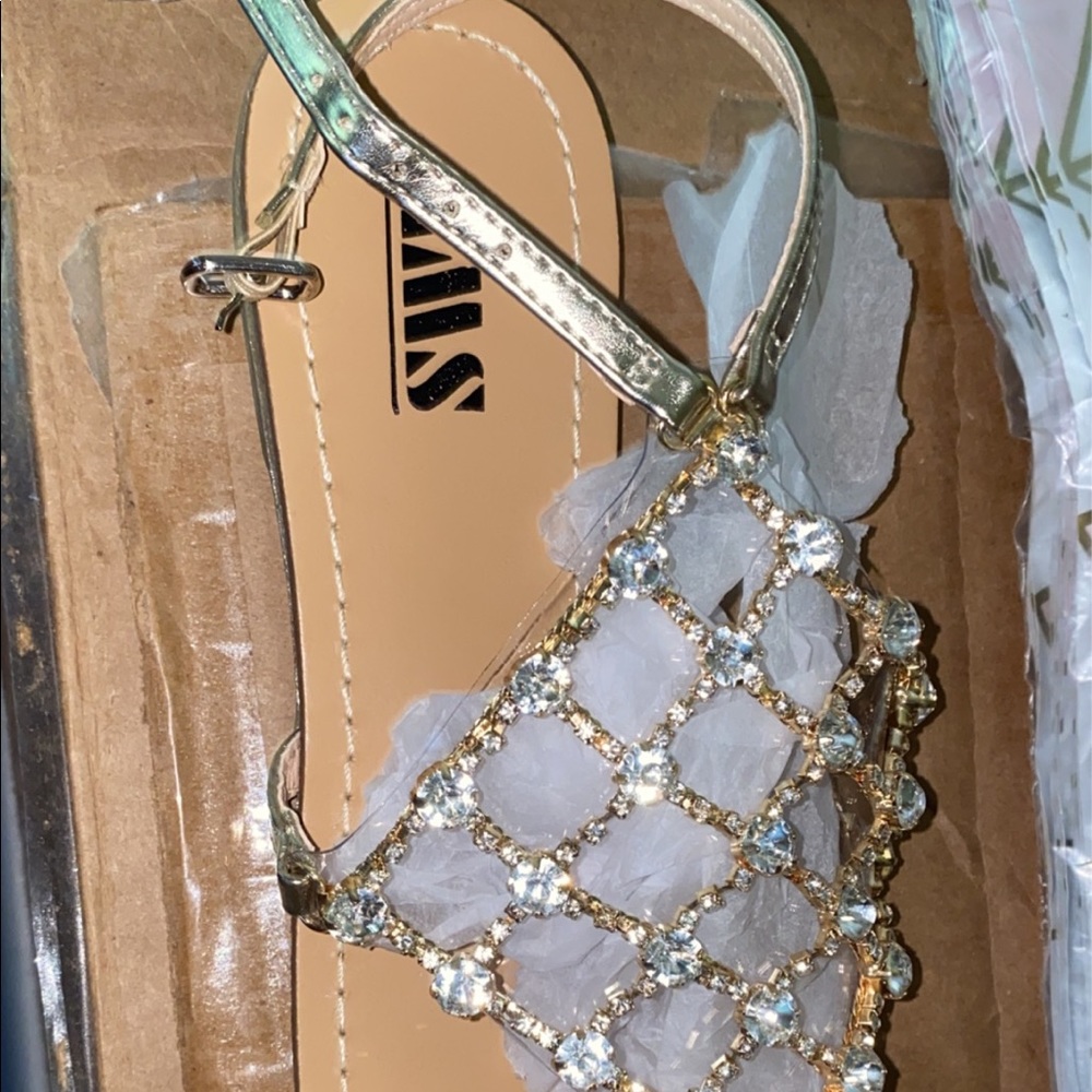 Rhinestone gold sandals size 5